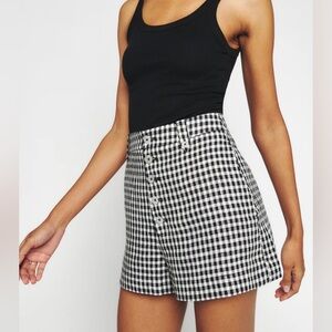 Reformation Black and White Gingham Shorts